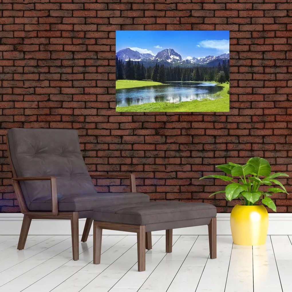 Obraz na szkle - Ośnieżone szczyty górskie (70x50 cm)