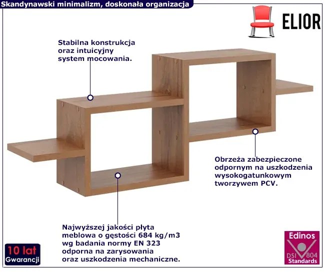 Półka wisząca w kolorze orzecha F4-E69