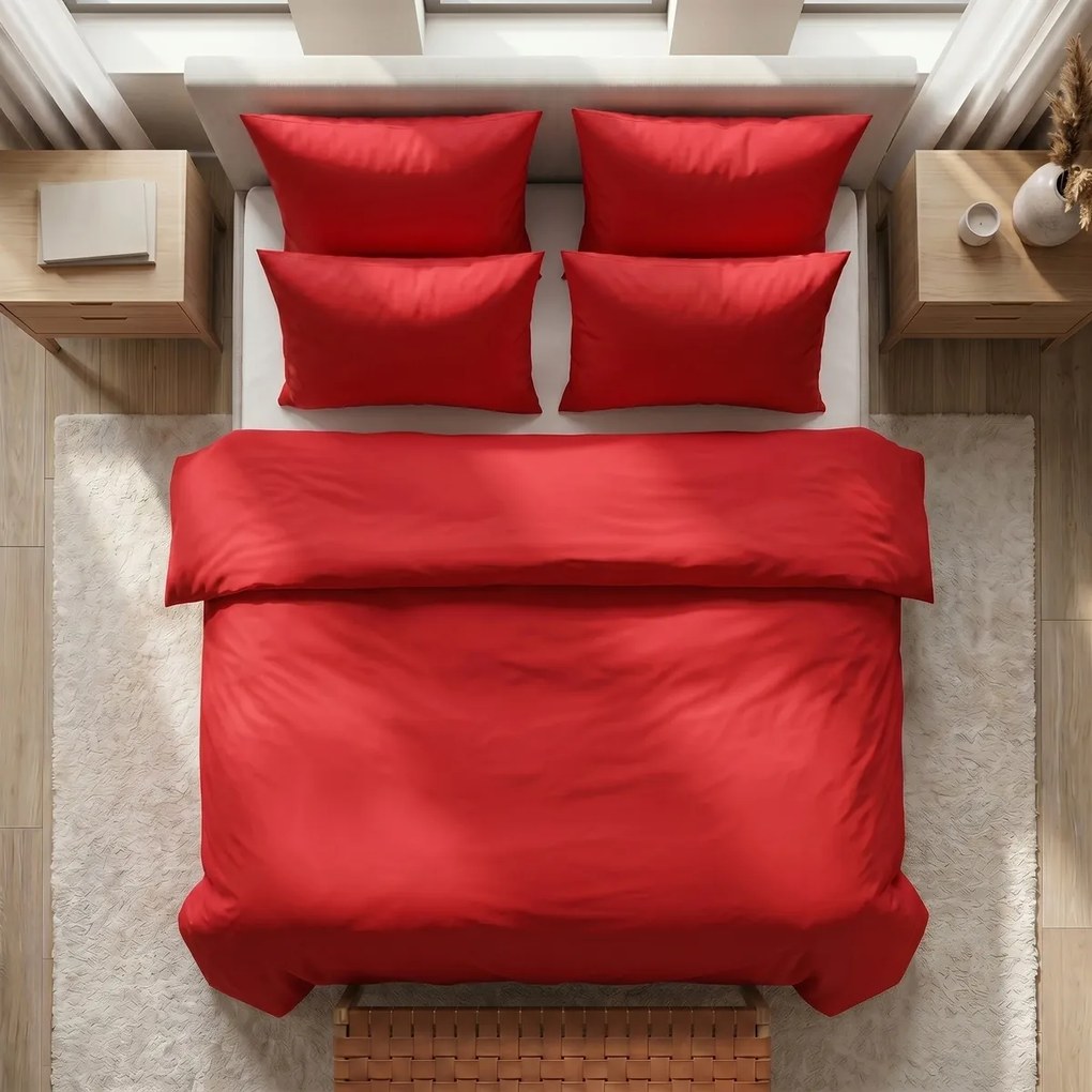 Kvalitex Pościel bawełniana czerwona, 220 x 200 cm, 2 szt. 70 x 90 cm, 220 x 200 cm, 2 szt. 70 x 90 cm
