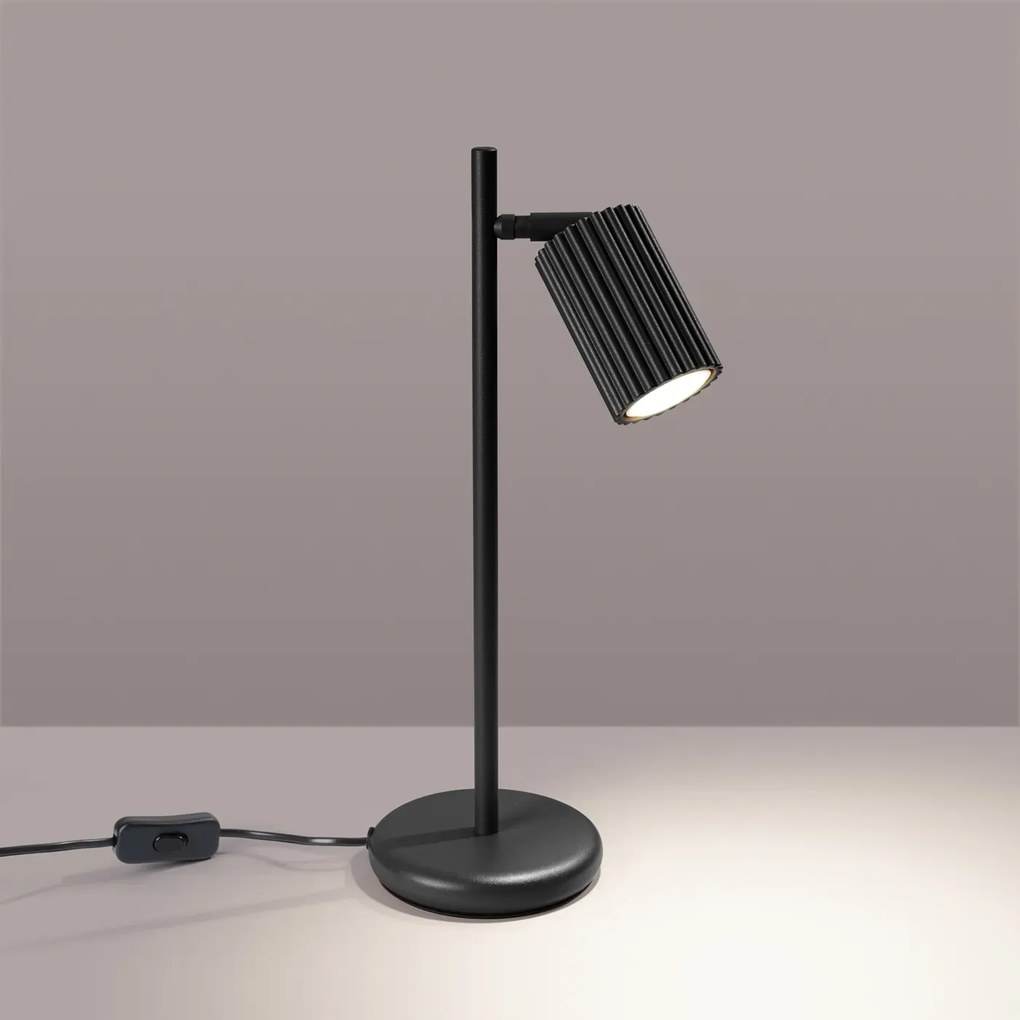 Lampa biurkowa KARBON czarna ryflowana SOLLUX  LIGHTING