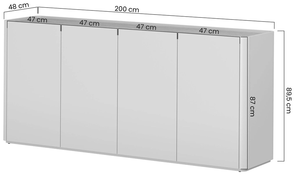 Komoda Elivo 200 cm - kaszmir / dąb olejowany