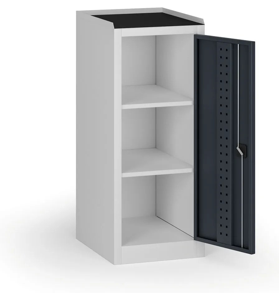 Szafa warsztatowa na narzędzia niska KOVOS, 2 półki, 600 x 505 x 1180 mm, grafitowy