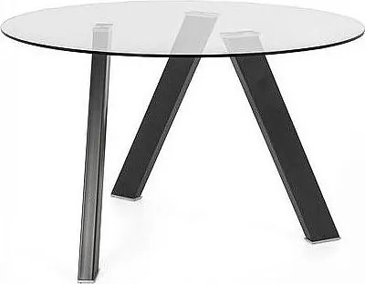 Stały stół Rondò ze szkła hartowanego i nogami w kolorze antracytowym