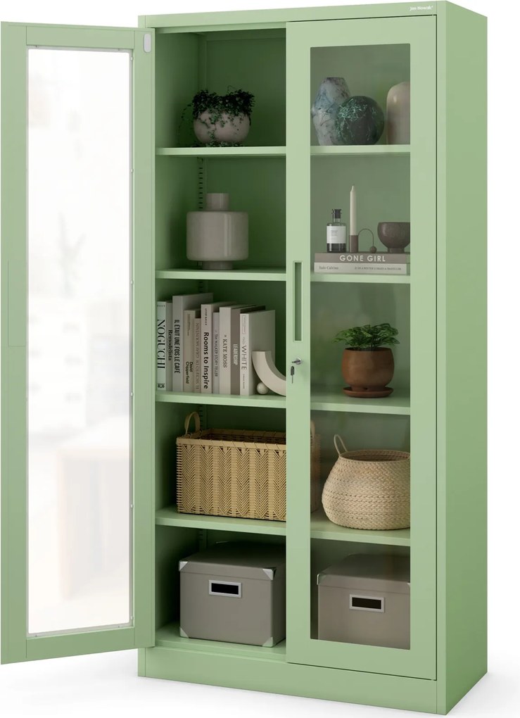 Przeszklona szafa medyczna Amelia Fresh Style 90x40x185 cm pastelowy zielony