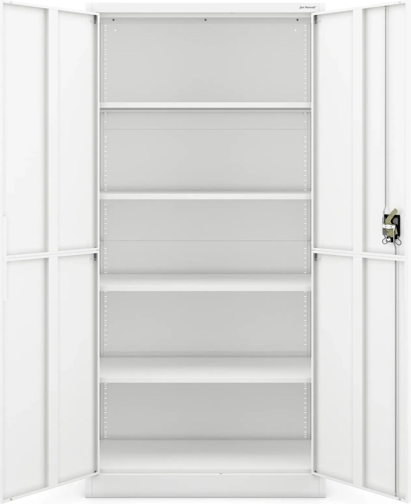 Metalowa szafa biurowa z półkami Jan Smart 90x40x185 cm, biała