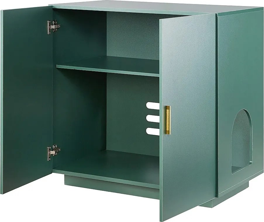 Mebel na Kuwetę SucceBuy Kot Szafka Schowek Dom Kuweta Kot Podwójne Drzwi, Nisza Schowek-kuweta Drewno z Otworami Wentylacyjnymi, 80 x 50 x 79 cm