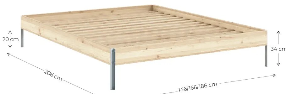 Łóżko dwuosobowe z litego drewna sosnowego ze stelażem 160x200 cm w naturalnym kolorze Core – Karup Design
