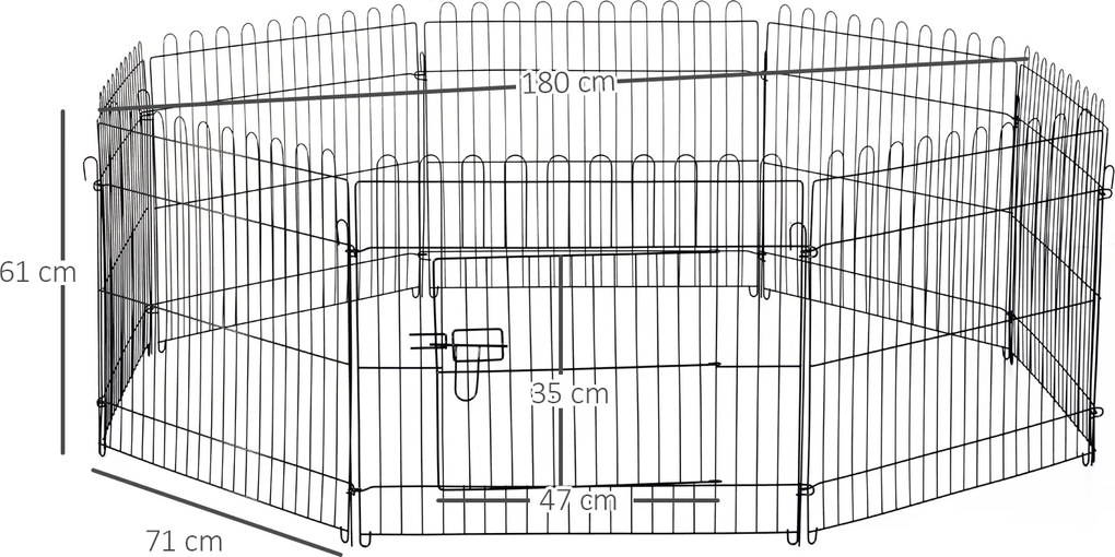 PawHut Metalowy kojec dla zwierząt Wybieg dla szczeniąt bezpieczny i przestronny czarny 180x180x61cm | Aosom PL