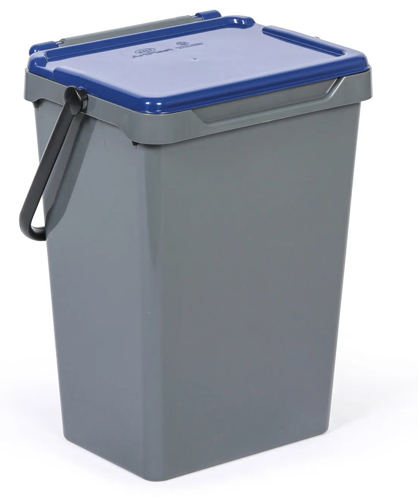 Kosz plastikowy na śmieci do segregacji, 35 l, szary + niebieski