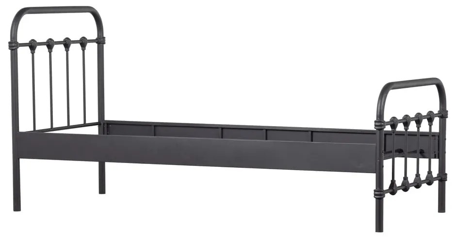 Czarne łóżko jednoosobowe ze stelażem 90x200 cm Moos – WOOOD