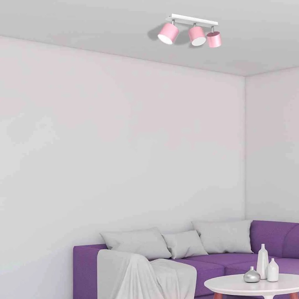 Lampa sufitowa DIXIE PINK 3xGX53, potrójna, na listwie, kierunkowa, różowa