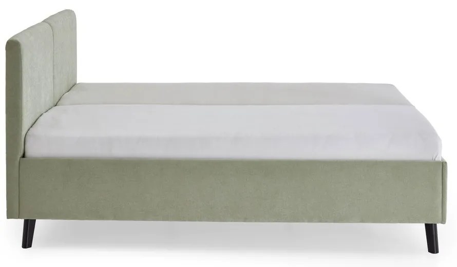 Jasnozielone tapicerowane łóżko dwuosobowe ze stelażem 160x200 cm Piano – Meise Möbel