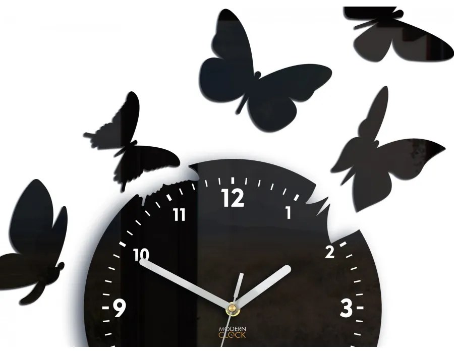 Zegar ścienny nowoczesny cichy do salonu lub sypialni akrylowy z motylami