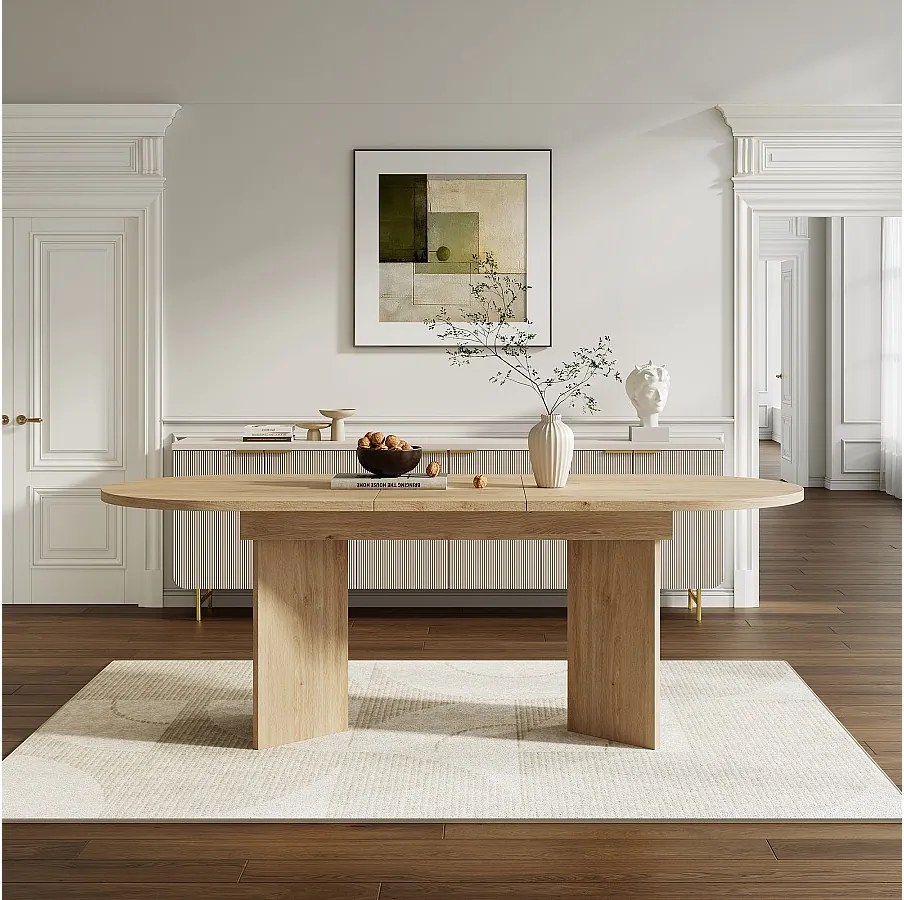 Rozkładany stół jadalny - 120/160 x 80 x 75.5 cm - dla 4-6 osób - prosty styl - MDF - naturalny