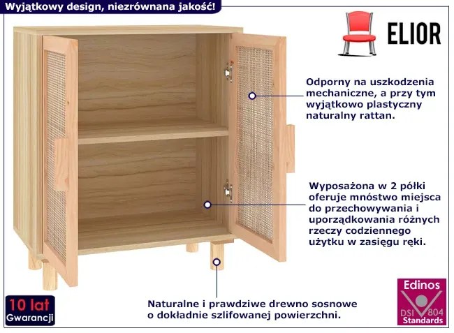 Brązowa komoda na nóżkach z półkami - Lucda 4X