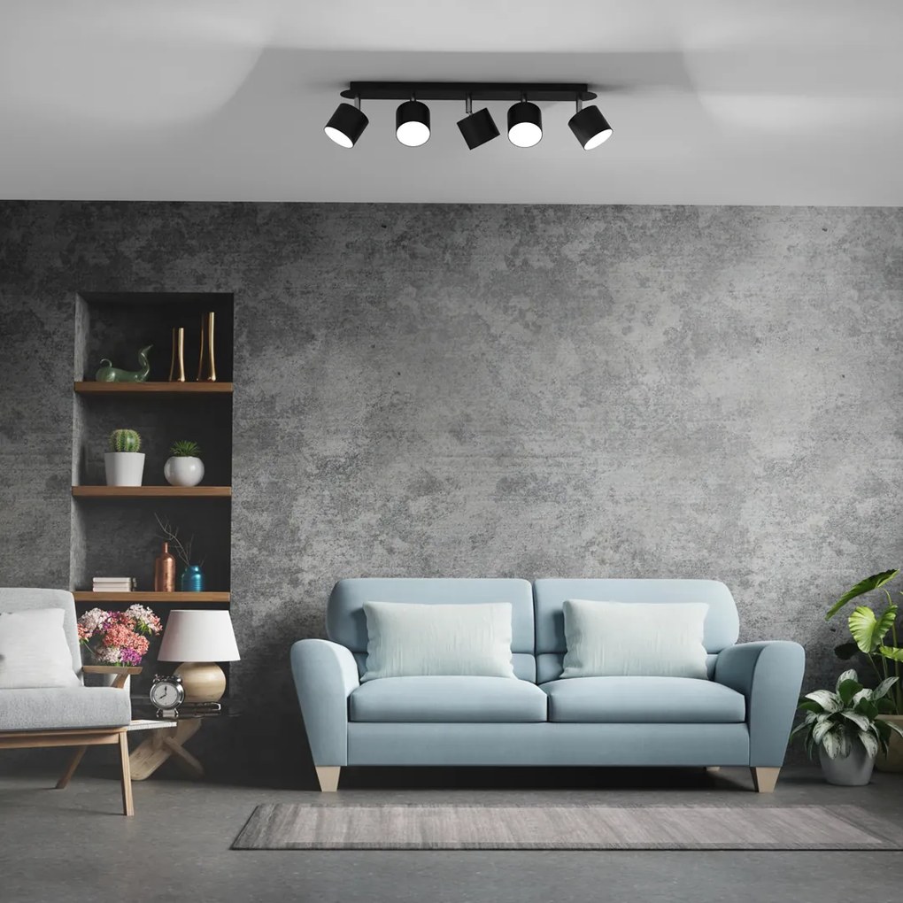 Lampa sufitowa DIXIE BLACK 5xGX53, 5 kloszy, kierunkowa, czarna