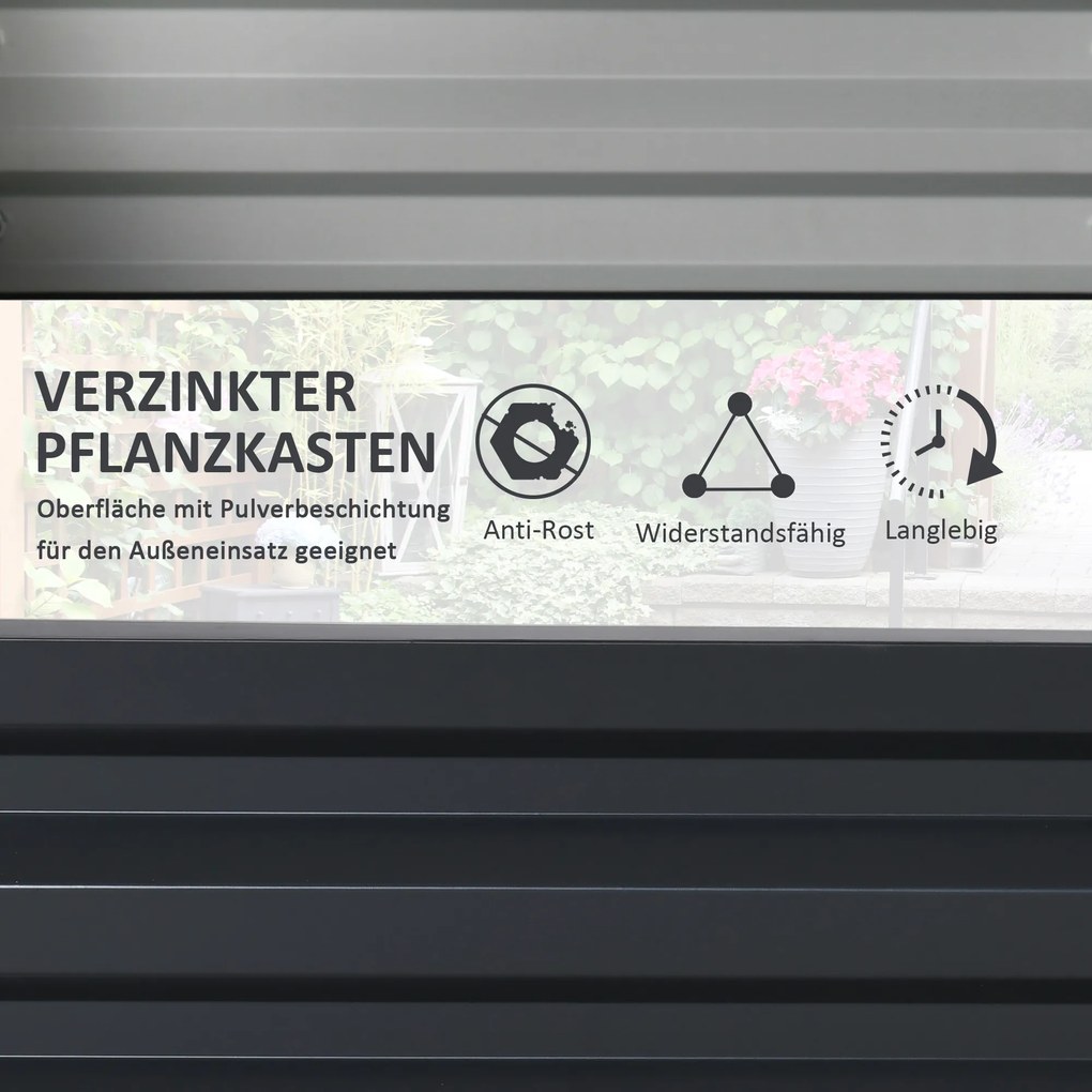 Outsunny Ogród Podwyższone Łóżko Ogrodowe z Stalową Obudową Szare 120x120x30cm Praktyczne i Estetyczne | Aosom PL