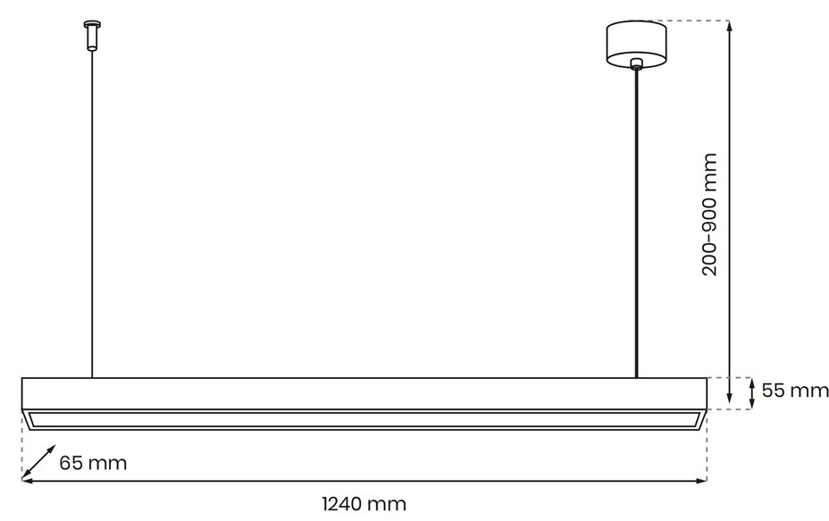Lampa wisząca LUNGO 1xT8 18W LED, pozioma listwa, czarna