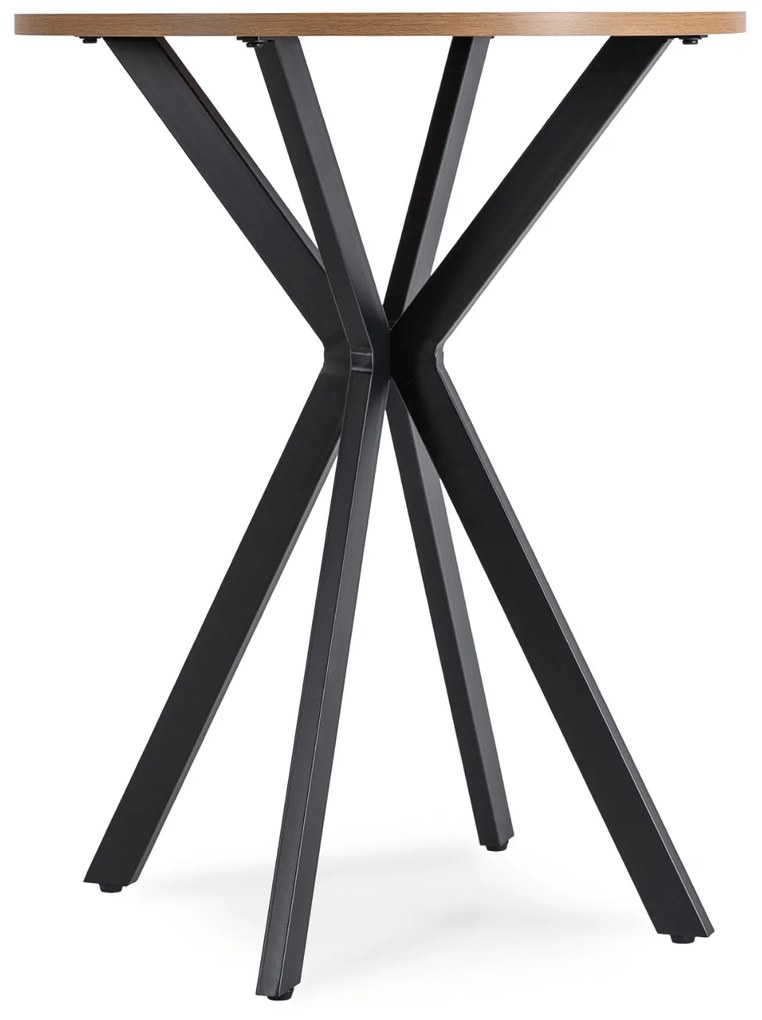 Stół Okrągły LAUREN 60 cm Dąb Złoty/Czarny Loft Nowoczesny