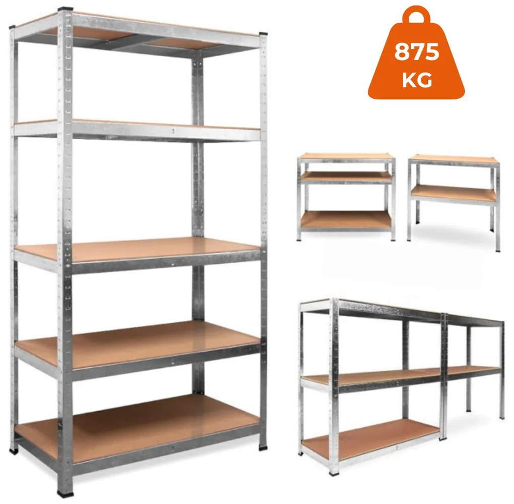 Regał o dużej nośności HEAVY, maks. 875kg, 90x40x180cm, srebrna Jurhan