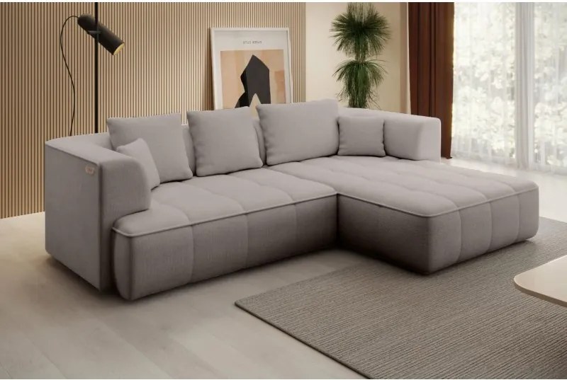 Narożnik ALBIO S Prawostronny z elektryczną regulacją siedziska, funkcja spania, wolnostojący w tkaninie EDEN 07 WERSAL