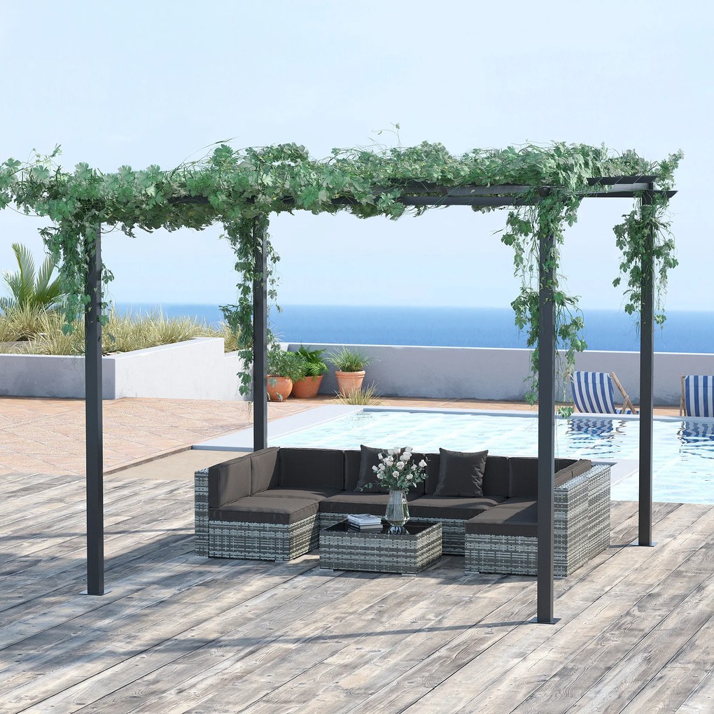 Outsunny Pawilon Różany Metalowy Pergola Łukowa Odporna na Warunki Pogodowe 3x3x2.3m | Aosom PL