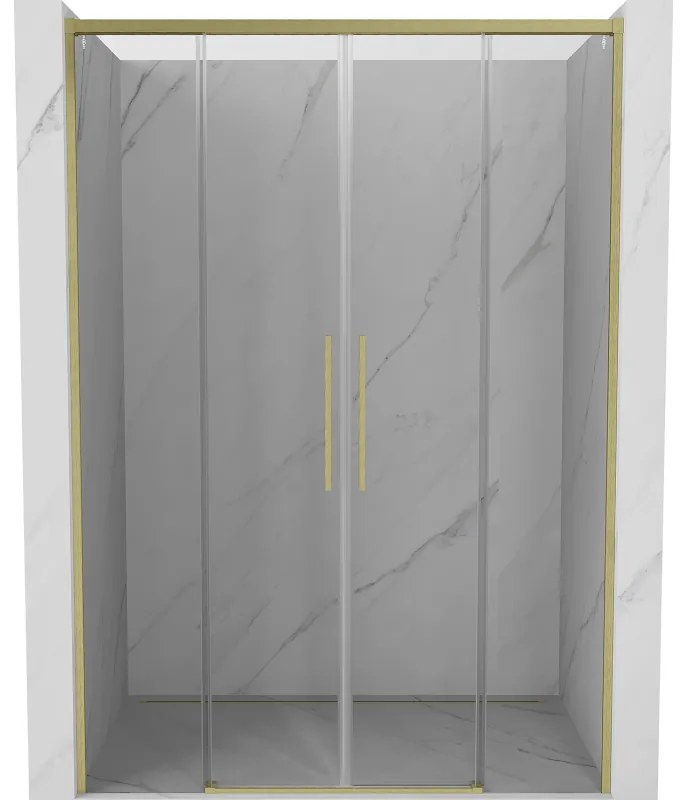 Mexen Rox drzwi prysznicowe rozsuwane 140 cm, transparent, złote szczotkowane - 8C2-140-002-55-00