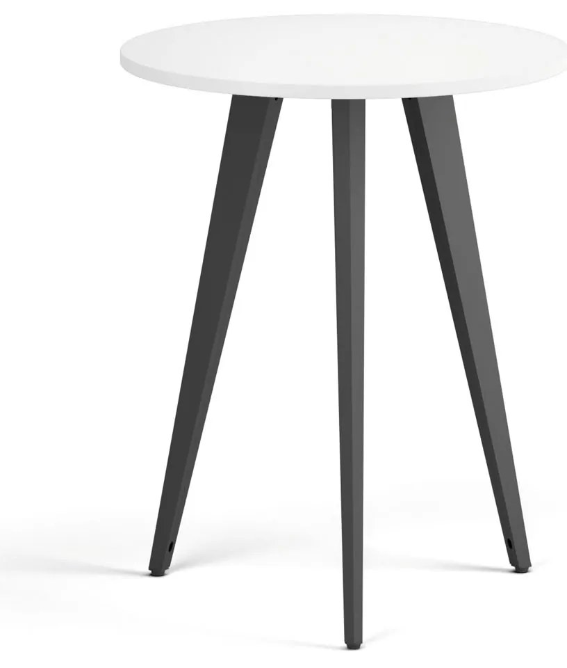 Stolik kawowy PRIMO VIBE, średnica 60 cm, czarna podstawa, biały