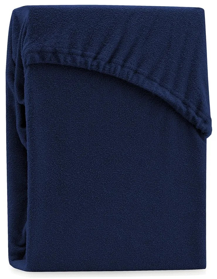 Ciemnoniebieskie prześcieradło frotte z gumką 180x200 cm Ruby – Restilo