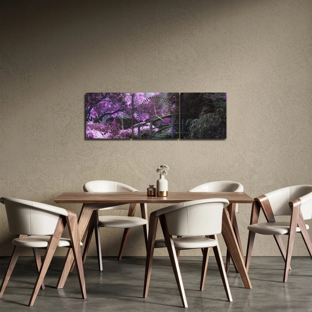 Obraz - Mistyczny ogród (z zegarem) (90x30 cm)
