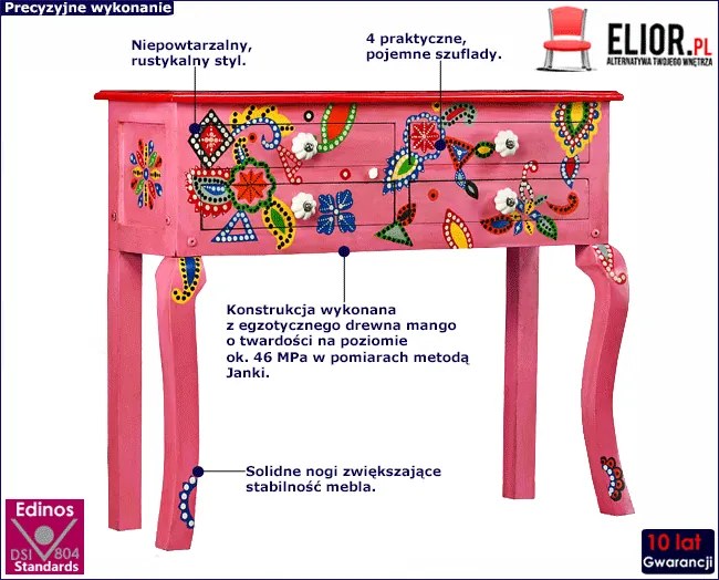 Różowa konsola z szufladami T9-W42