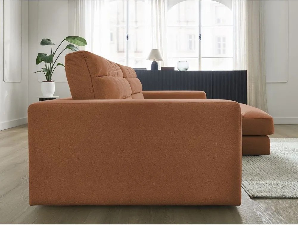 Pomarańczowy aksamitny narożnik (prawostronny/z szezlongiem) Sierra – Bobochic Paris