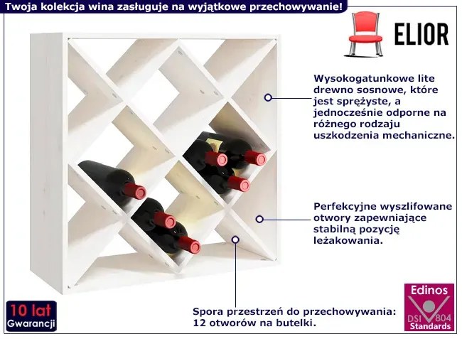 Skandynawski Regał Biały Na Wino R8-H89