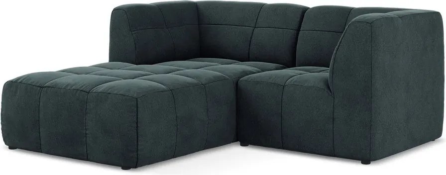 Niebieski aksamitny narożnik (lewostronny/z szezlongiem) Aloha – Makamii