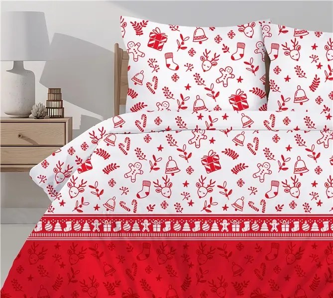 Pościel bawełniana Greno Premium Świąteczna Niespodzianka 220x200 cm wielokolorowa GRENO