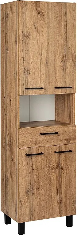 Szafka Łazienkowa Słupek Wysoki Dąb Wotan 50cm 4 Drzwi Lupo Wotan