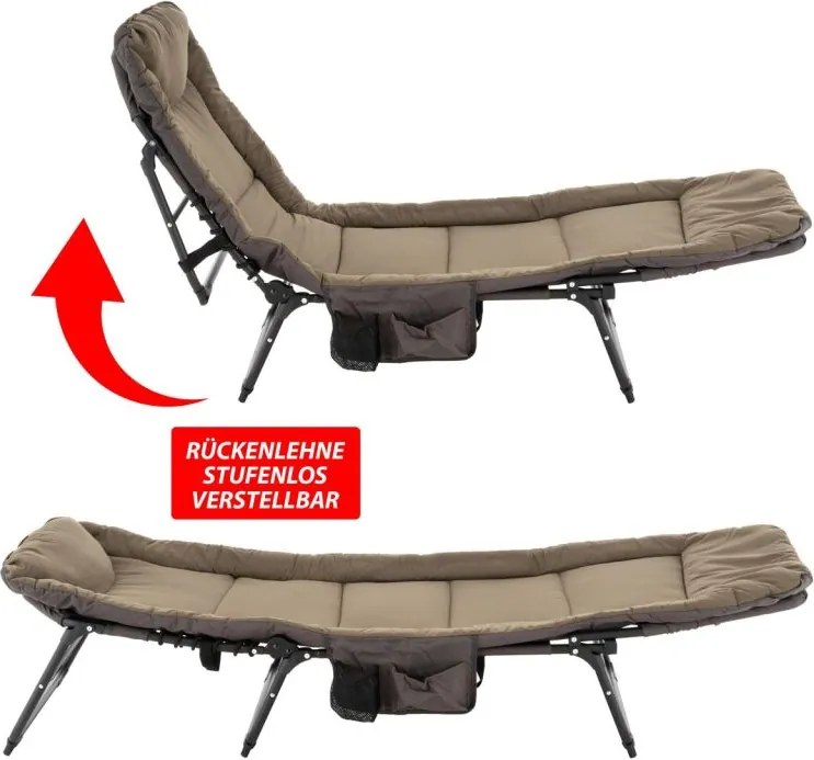 Leżak kempingowy z poduszką, 175 x 65 cm, khaki.