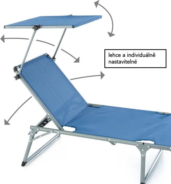 Składane krzesło ogrodowe z baldachimem XXL - niebieskie