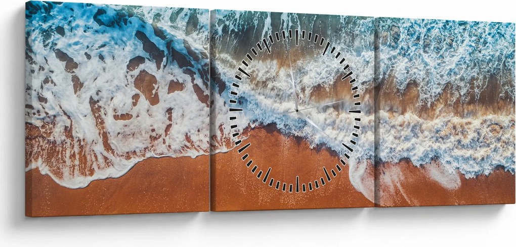 Obraz plaży morskiej (z zegarem) (90x30 cm)