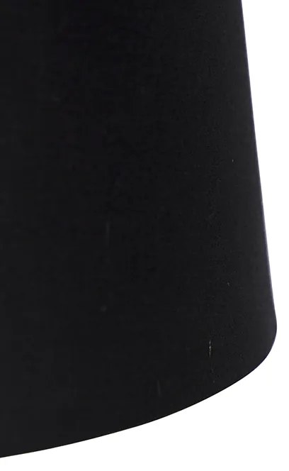 Lampa wisząca czarna z czarnym i złotym abażurem bawełnianym 35 cm - Blitz Nowoczesny Oswietlenie wewnetrzne