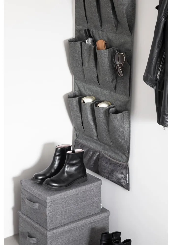 Szary tekstylny pojemnik z pokrywką 40x30x22 cm Soft Storage – Bigso