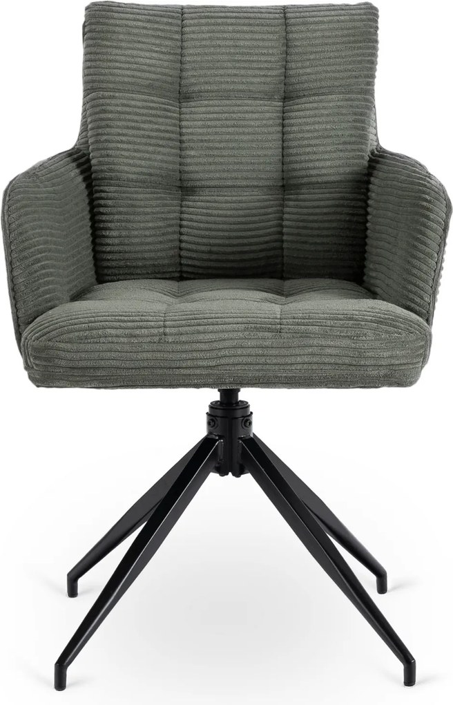 Krzesło Tapicerowane Obrotowe do Salonu AKITA Zielone Sztruksowe Nowoczesne