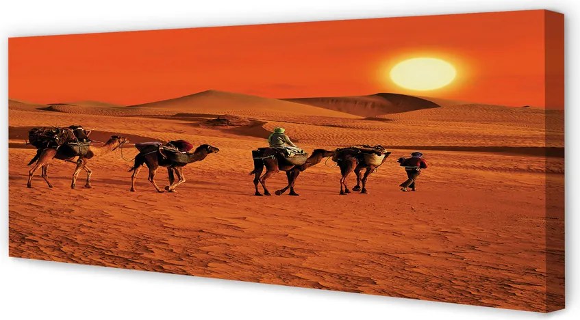 Obraz canvas na ścianę Wielbłądy i Ludzie na Pustyni
