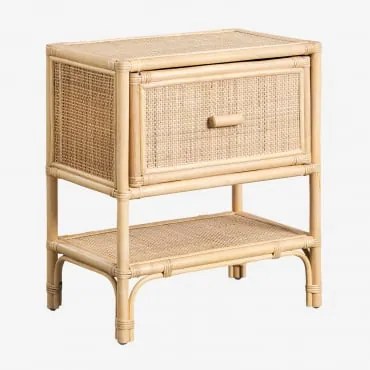 Szafka Nocna 45x30 Cm Z Rattanu Yivisc Naturalna - Sklum