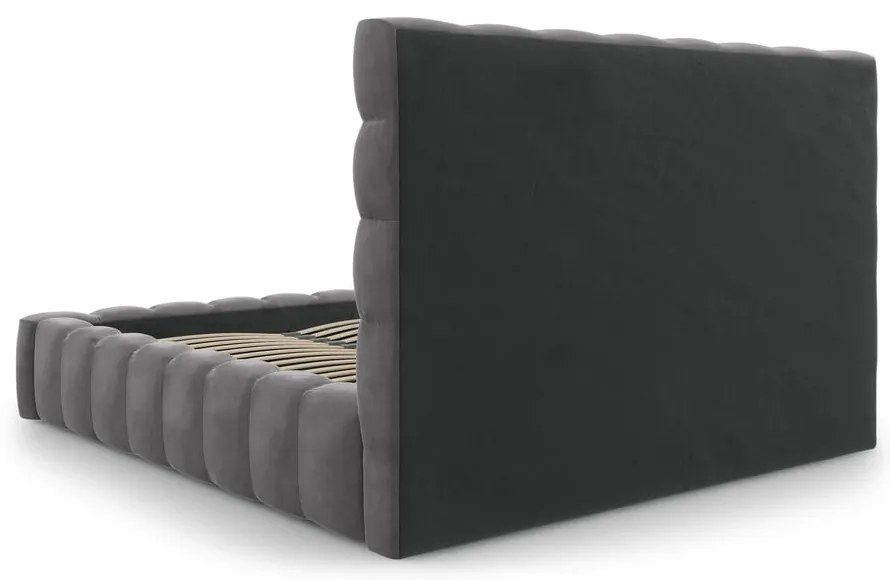 Szare tapicerowane łóżko dwuosobowe ze schowkiem i stelażem 180x200 cm Bali – Cosmopolitan Design