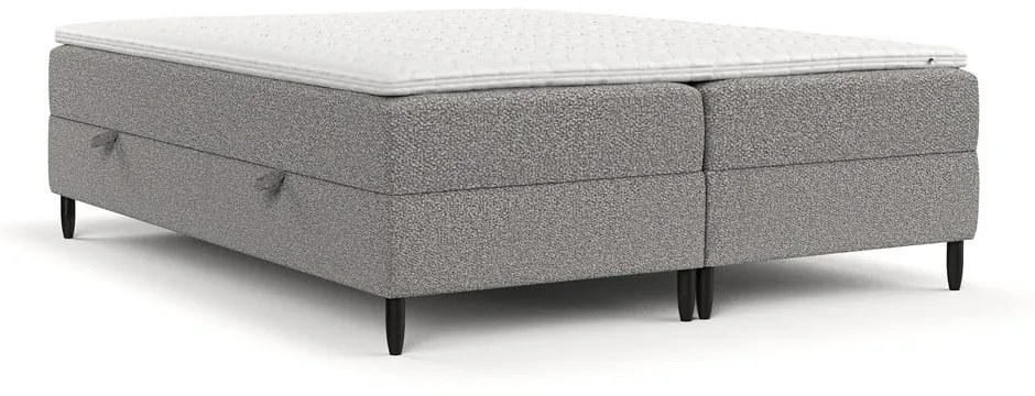 Szare łóżko boxspring ze schowkiem 160x200 cm Malte – Maison de Rêve