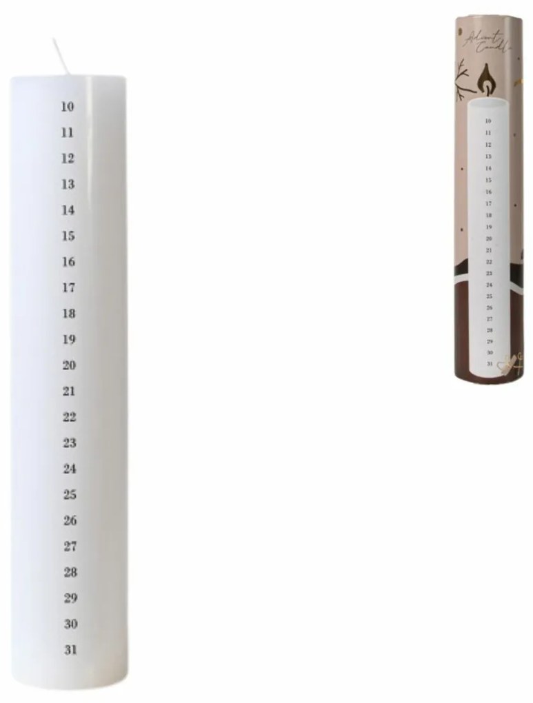 PROMOCJA Świeca adwentowa NUMIRA 25 cm, biała II. jakość