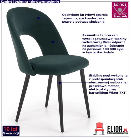 Zielone minimalistyczne krzesło tapicerowane - Yrsa