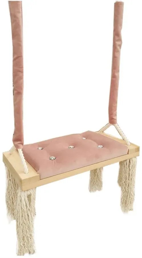 Różowa dziecięca huśtawka dla dziewczynki z kryształkami R1-G61