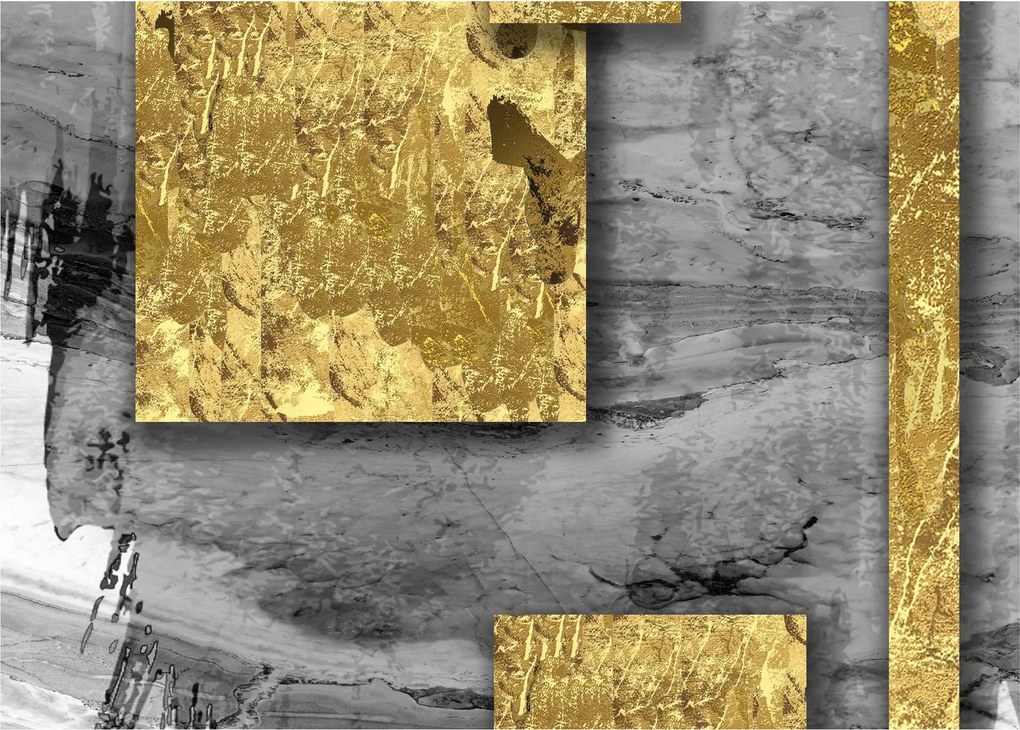 Obraz na szkle - Złote kwadraty N⁰2 (70x50 cm)